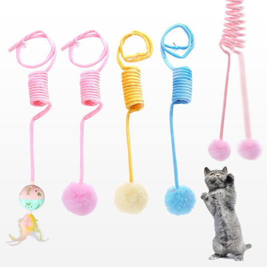 Interactive Plush Cat Toy With Self-Hi Sucker And Spring Rabbit Hair Ball-1
